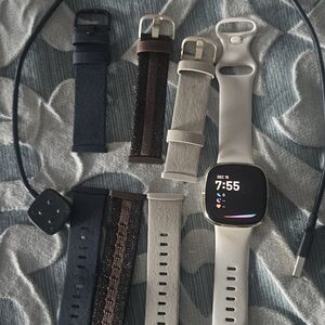 Smartwatch with Interchangeable Bands - Silver FIT Bit Sense Lunar